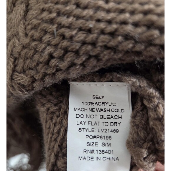 Womens Sweater S/M Brown Cropped Fringe Cable Knit Boho Pullover Oversized Rodeo - Picture 11 of 11